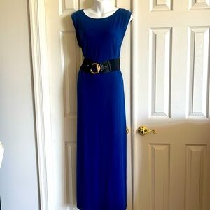 Gorgeous, royal blue cap-sleeved, maxi dress w/ splits on sides. New with tags!